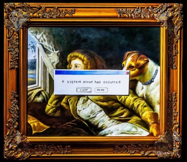 Banksy - System Error, blending classical portraiture with modern technology, exhibition Santa's