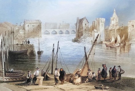 Galway from Claddagh, Ireland, from the Landscape and Antiquities of Ireland, 1841, digital