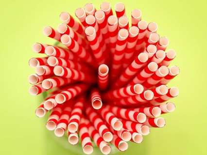 Drinking straws in the cup