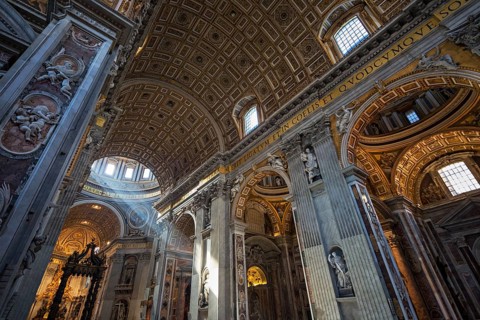 VATICAN, AUGUST 19: Interior of St Peter's Basilica on August 19, 2012 in Rome, Italy. St Peter's
