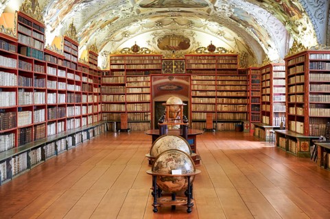 Prague Czech Republic. The old library at Strahov monastery