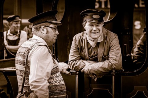 Engineman and conductor at the Southern at War re-enactment day
