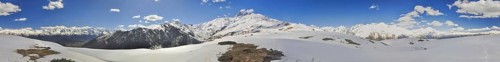 Scenic panorama of Caucasus mountains covered in snow, Svaneti, Georgia, Asia