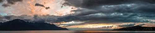 Sunset over Lake Geneva at Montreux
