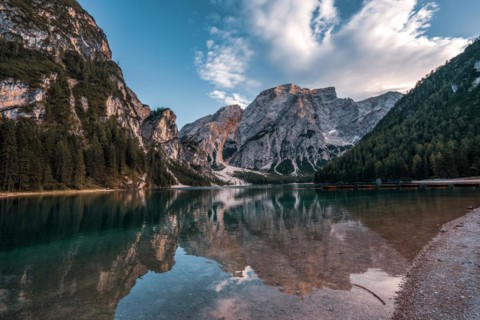 Dolomites in autumn, Lake Prags