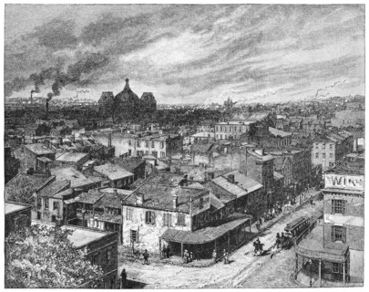 A View from St. Louis, Missouri, USA. Illustration from Harpers Monthly Magazine march 1884