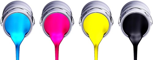 high resolution 3D rendering of a cmyk concept