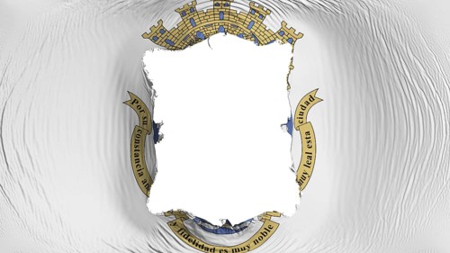 Square hole in the San Juan city, capital of Puerto Rico flag, white background, 3d rendering