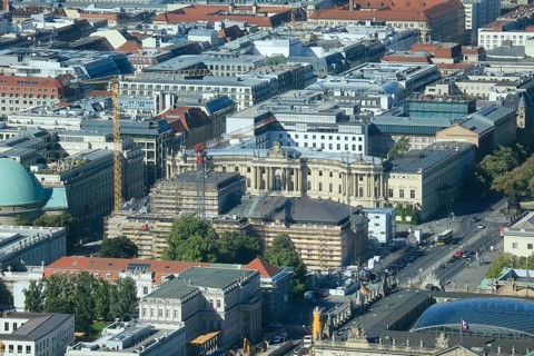 Unter den Linden, State Opera House, seen from the television tower at Alexanderplatz, Berlin,