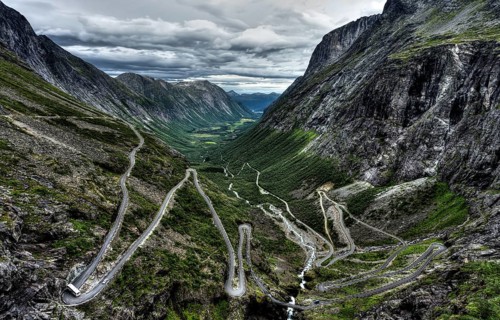 Panoramic view of the Trollstigen a mountain pass road in Norway