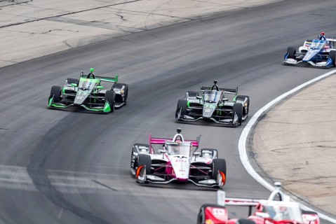 NTT INDYCAR SERIES driver, ROMAIN GROSJEAN (77) of Geneva, Switzerland races through the turns
