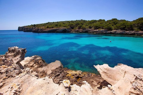 Menorca Cala en Turqueta Ciutadella turquoise Mediterranean at Balearic islands