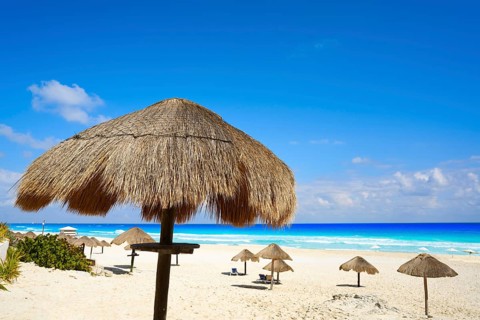 Cancun Playa Delfines beach in Riviera Maya of Mexico