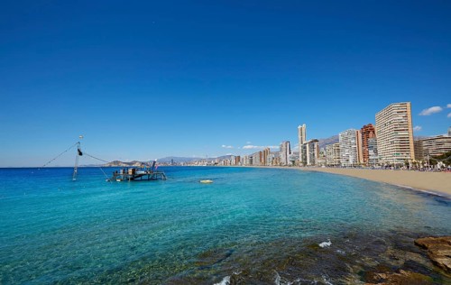 Benidorm Levante beach in Alicante Mediterranean of Spain