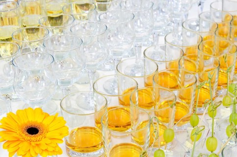 A lot of drinks on buffet table, catering