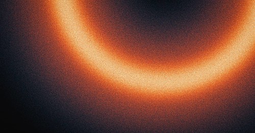 Glowing burning fire ring dark background, grainy gradient orange red yellow black noise texture