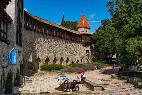 City Wall and towers in the old town of Tallinn, Estonia, Europe