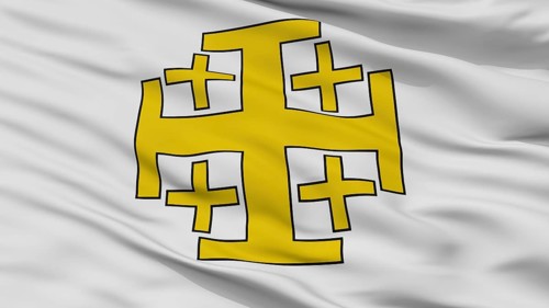 Jerusalem Cross Flag, Close Up View