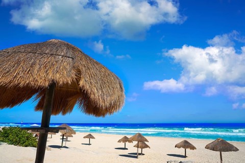 Cancun Delfines Beach at Hotel Zone of Mexico