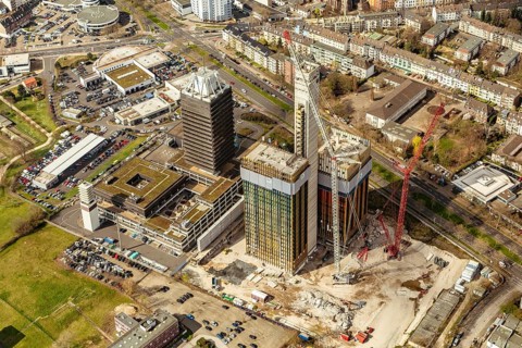 Demolition of the old Deutsche Welle headquarters in Cologne's Südstadt district due to asbestos
