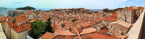 Scenic vief from the roofs of downtown Dubrovnik, Croatia, Europe