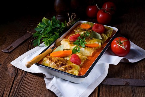 Golabki - polish cabbage rolls in tomato sauce