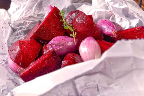 Oven baked red beets