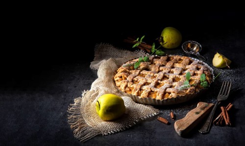 Tasty Apple pie with lattice upper crust