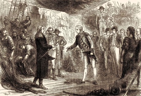 Admiral De Winter, commander of the Dutch fleet, surrendering of Adam Duncan on 11 October 1797,