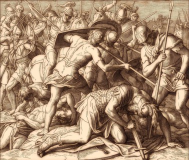 Battle of Gilboa, death of Saul, Old Testament, by Julius Schnorr von Carolsfeld