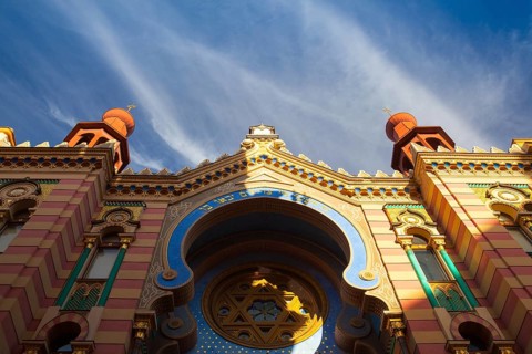 Detail of Jerusalem (Jubilee) Synagogue in Prague, Czech Republic, Europe