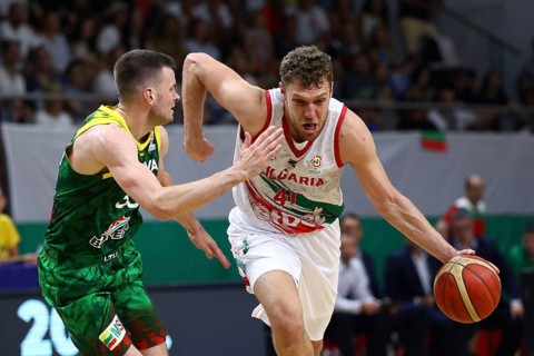 Samokov, Bulgaria - 1 July, 2022: Aleksandar Vezenkov (R) from Bulgaria is seen in action during
