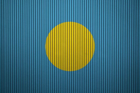 Palau Flag painted on the cracked grunge concrete wall