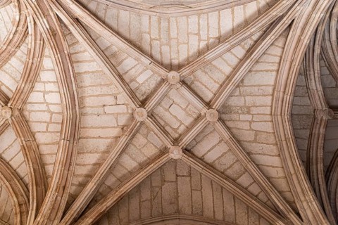 Gothic style ribbed vault in the Monastery of San Juan de los Reyes of Toledo, Spain, Europe
