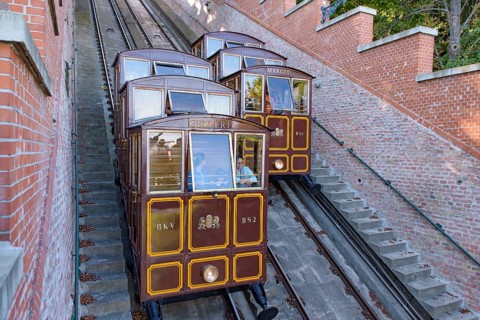 Budapest Castle Hill Funicular, a railway connecting the bank of Danube and Buda Castle District in