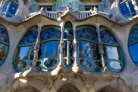 Casa Batlló, designed by Gaudi, in Barcelona, Spain, Europe