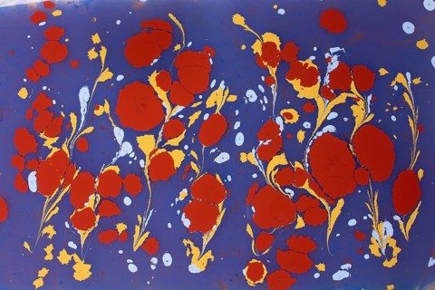 Beautiful abstract art of Ebru marbling painting techniques on water with acrylic paints