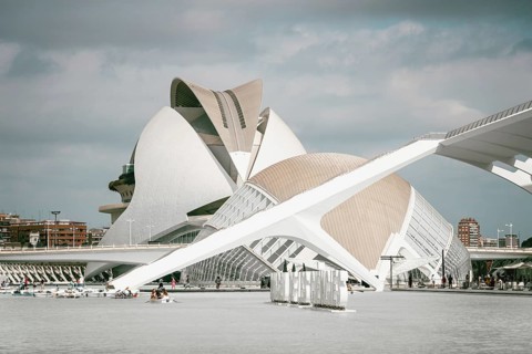 Valencia, Spain, July 30, 2023: View of the City of Arts and Sciences. It was designed by famous