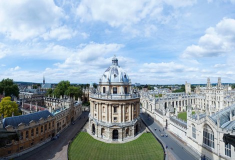 Elevated view of Radcliffe Camera, Bodleian Library, Oxford University, Oxford, Oxfordshire,