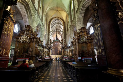 The Gothic interior of St Catherine's Church in Krakow