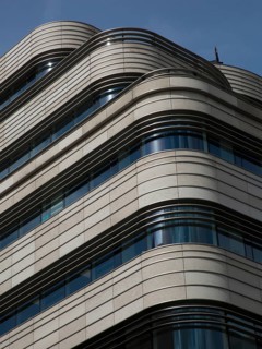 London, commercial building in Haymarket street, partial view