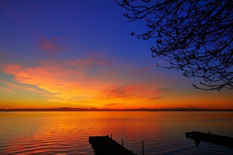 La Albufera lake sunset in El Saler of Valencia at Spain