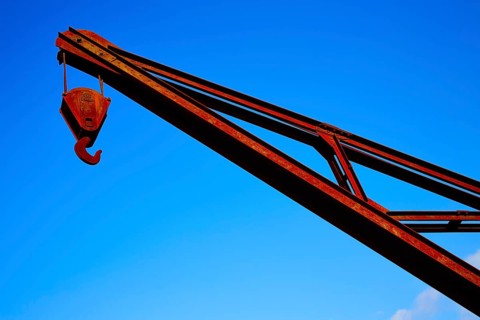 Steel crane old vintage industrial in Santiago de Compostela Galicia