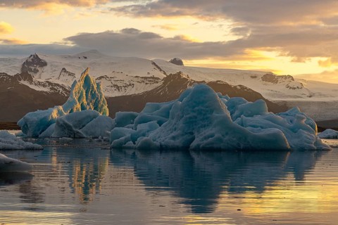 Evening at Jökulsarlon, south coast, Iceland, Europe