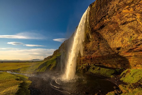 Behind Seljalandsfoss, south coast, Iceland, Europe
