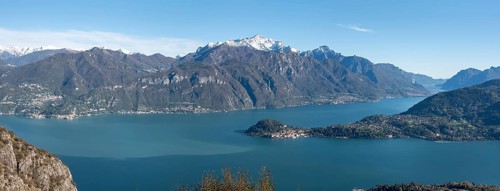 Magnificent view of Bellagio at lake Como seen from Monte Crocione, Italy, Europe