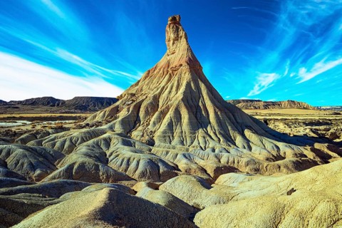 Bardenas Reales, the Spanish province of Navarre. The rock of Castildetierra. Rock formations are