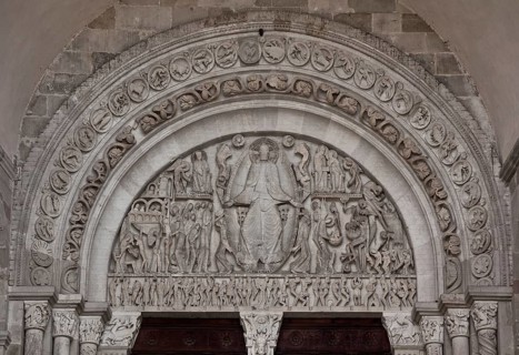 Autun, Cathedral of St-Lazare, Portal of the Last Judgement around 1135 by Master Gislebertus,