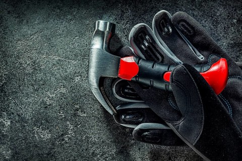 Little Claw Hammer And Black Working Gloves