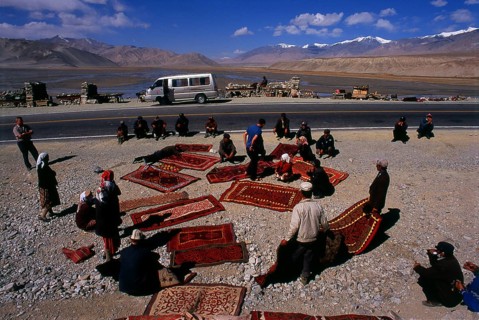 Two small settlements of Kirghiz (Kyrgyz or Kirgiz) nomads lie by the side of Lake Karakul high up